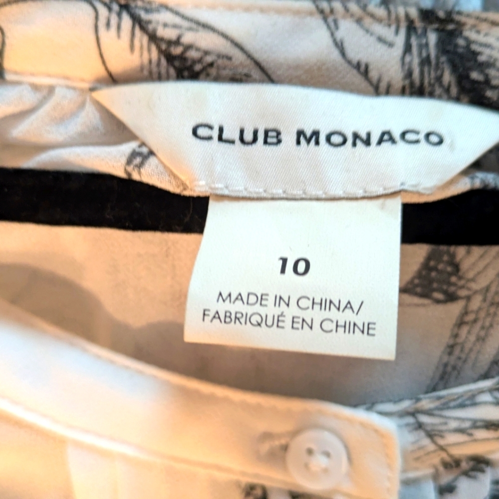 Club Monaco White And  Black Floral Dress. Pleated Details & Lined NWOT, Size 10 - Picture 2 of 10